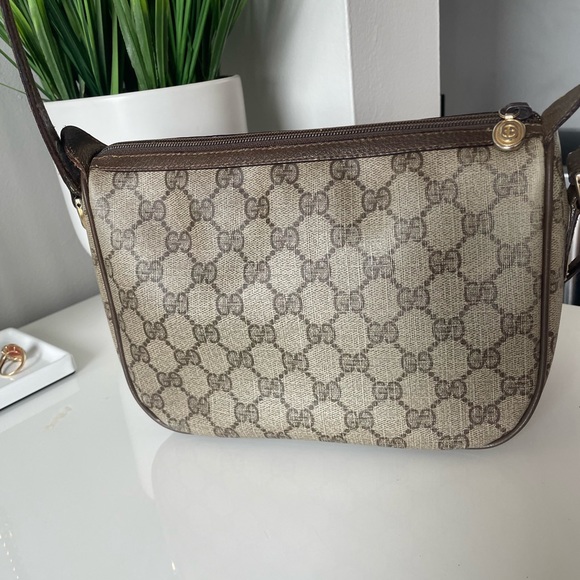 SOLD GUCCI Sherry line GG Web PVC canvas browns crossbody shoulder bag - Picture 2 of 10